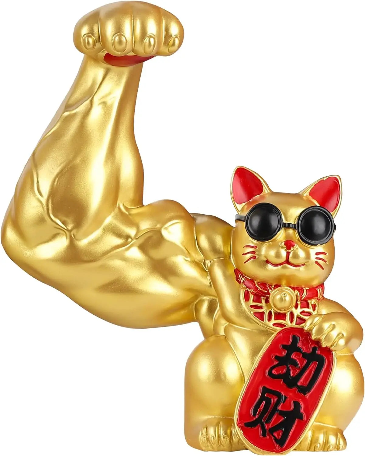 DecorBites™ Large Muscle Arm Fortune Cat Resin Sculpture Home Decor Statue