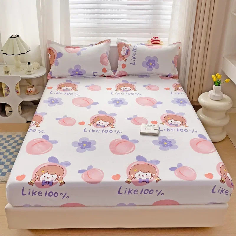 DecorBites™ Japanese Style Thick Fitted Sheet for Queen/King Bed