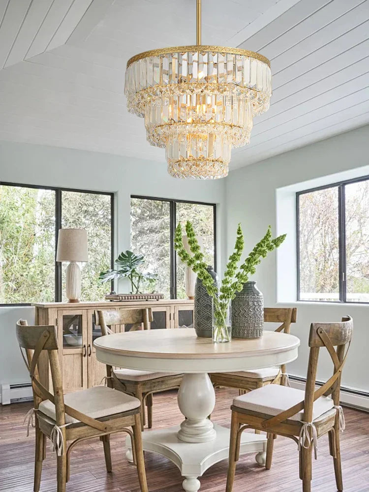 DecorBites™ Gold Crystal LED Multi-layer Pendant Lights for Living Room Bedroom Decoration