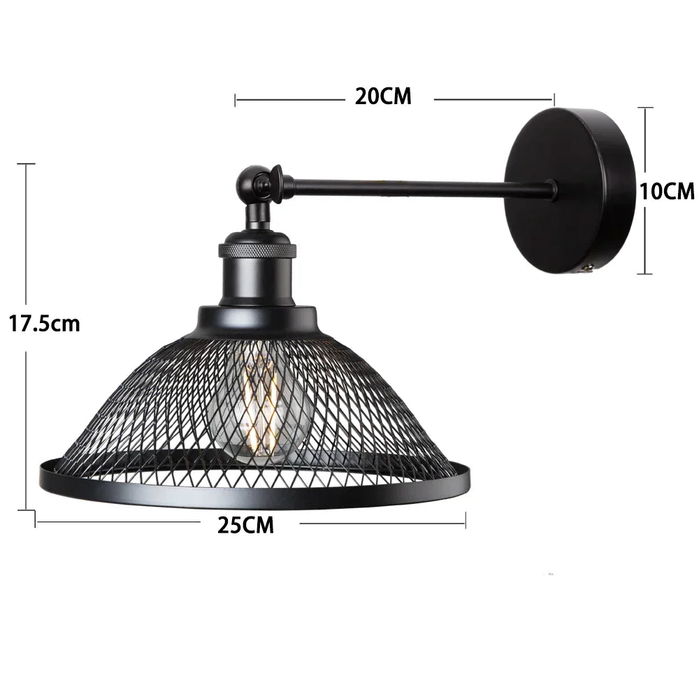 DecorBites™ Iron Net Wall Lamp: Modern Metal Cage Bedroom Lighting
