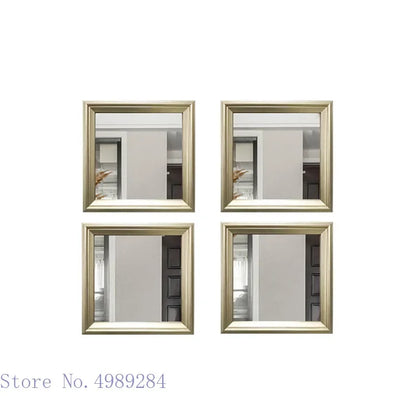 DecorBites™ Golden Border Square Mirror Wall Decor Combination