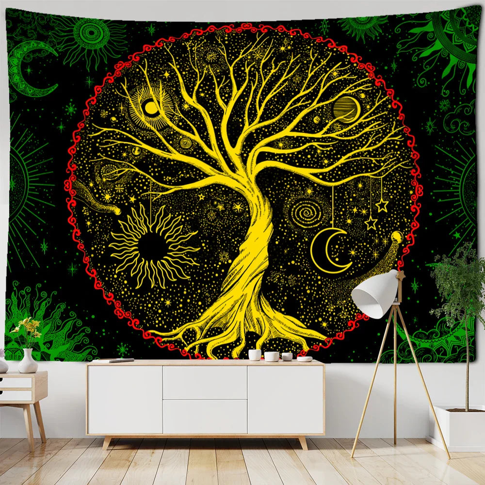 Decobites Tree of Life Tapestry Wall Hanging - Psychedelic Hippie Mandala Home Decor