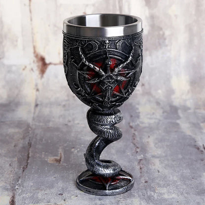 DecorBites™ Baphomet Wine Glass Horn Cocktail Stainless Steel Goblet With Whiskey Cup Bar Drinkware
