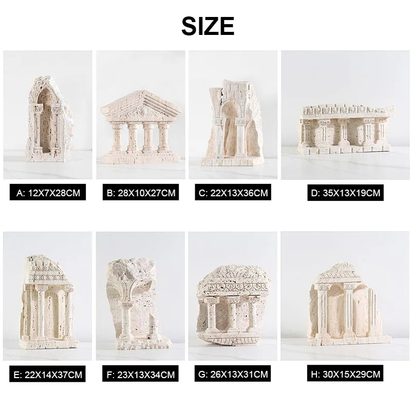 DecorBites™ Handmade Marble Medieval Sculptures and Ancient Greek Roman Temple Statue