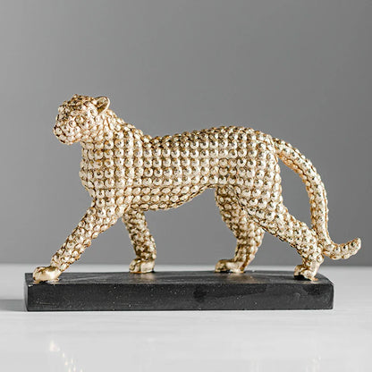 DecorBites™ Golden Leopard Resin Figurines for Interior Decor