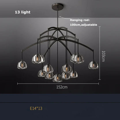 DecorBites™ Black Brass Retro Crystal Copper LED Ceiling Pendant for Home Lighting
