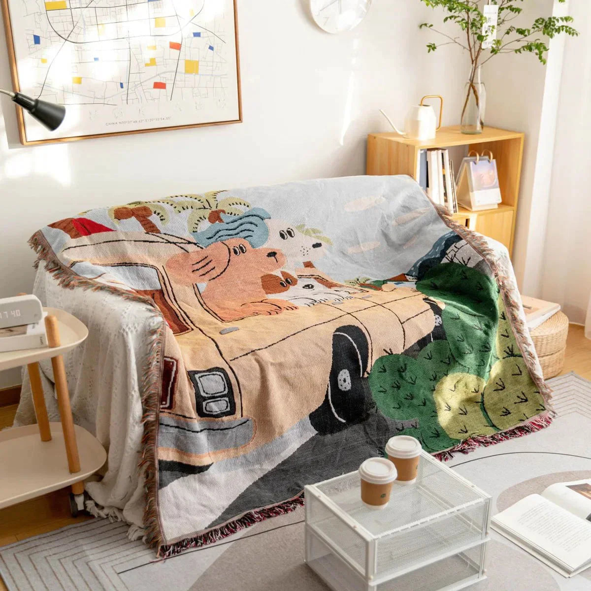 DecorBites™ Knitted Tapestry Sofa Blanket - Light Luxury Decorative Blanket for Living Room, Nap Bedspread, Picnic, Camping Mat