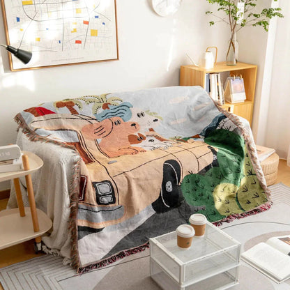 DecorBites™ Knitted Tapestry Sofa Blanket - Light Luxury Decorative Blanket for Living Room, Nap Bedspread, Picnic, Camping Mat