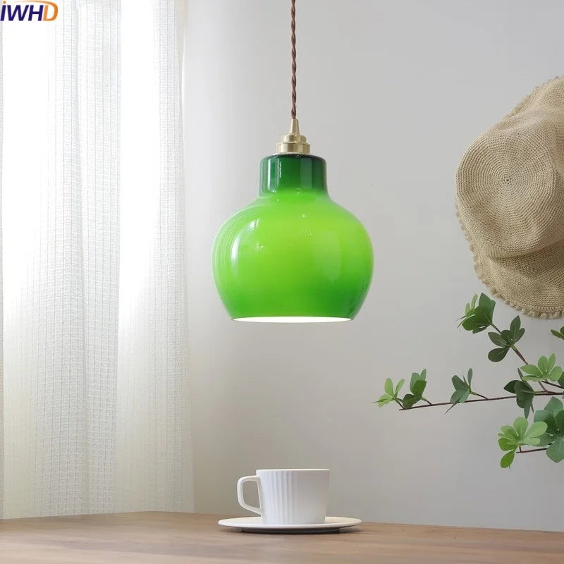 DecorBites™ Green Glass LED Pendant Lights Modern Hanging Lamp Home Decor