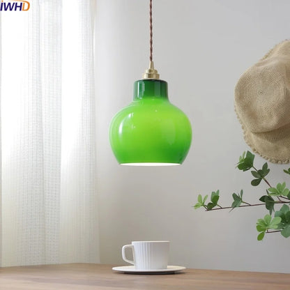 DecorBites™ Green Glass LED Pendant Lights Modern Hanging Lamp Home Decor