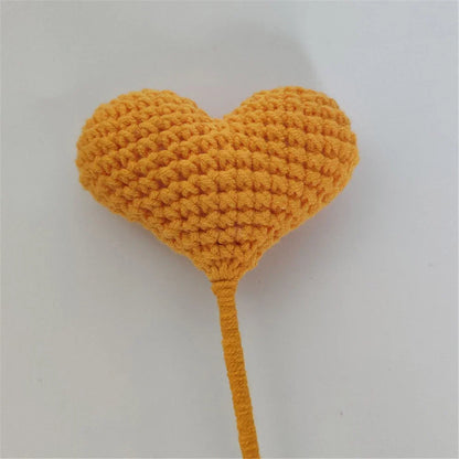 DecorBites™ Heart-Shaped Crochet Flower Bouquet - Handmade Wedding Home Decor & Family Gift