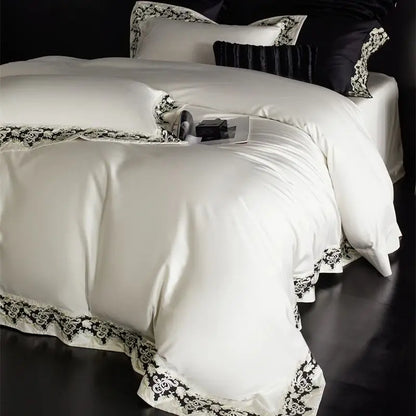 Decobites Luxury Embroidery Bedding Set: Soft, Silky, Breathable 4Pcs Set