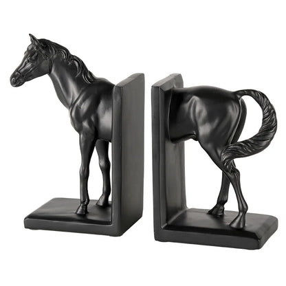 "ديكوربايتس™ تمثال حصان أسود من الراتنج، مناسب لديكور المنزل، ورفوف الكتب"