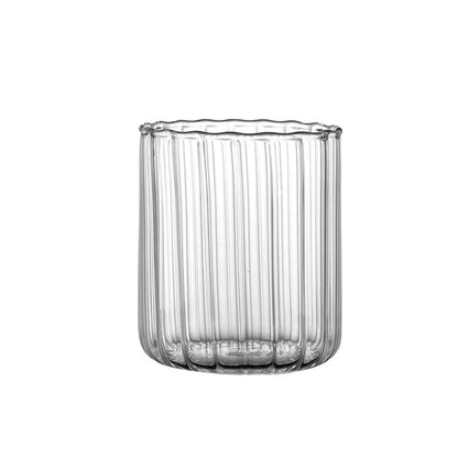 DecorBites™ Glass Ripple Cup - Heat Resistant Nordic Design for Water, Juice, Milk, Whiskey