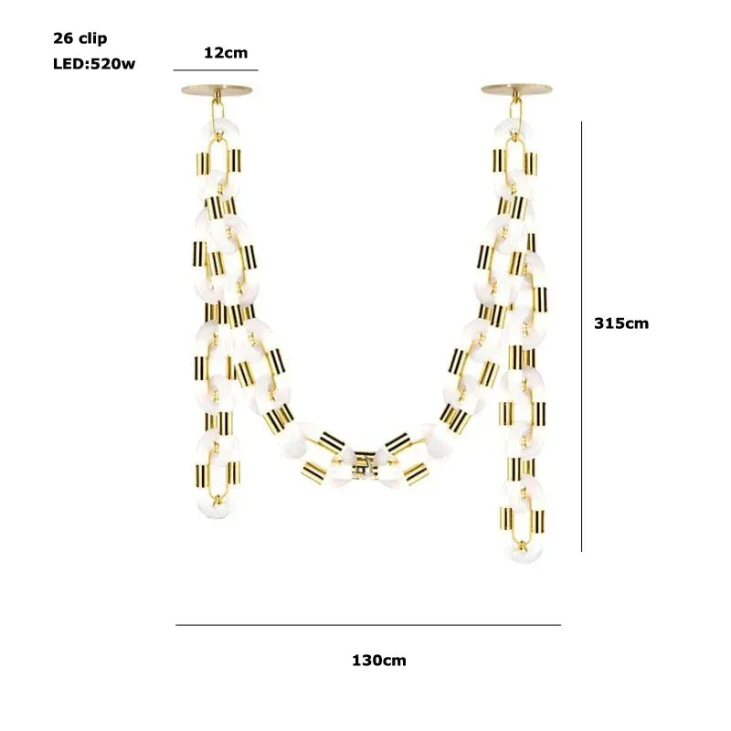 DecorBites™ Crystal Gold Chain Chandelier Ceiling Lamp for Home Décor