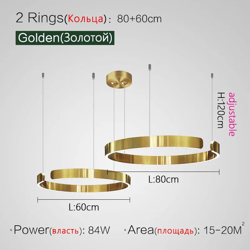 DecorBites™ LED Ring Chandelier for Home Decor - Modern Nordic Style Lighting