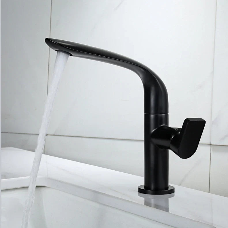 DecorBites™ Basin Faucet: Brass Black Bathroom Mixer Tap, Single Handle Hot Cold Lavatory Faucet