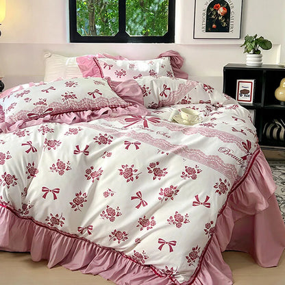 DecorBites™ Lace Printed Duvet Cover Set - Elegant, Cozy Bedding for Single & Double Beds
