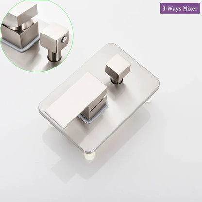 DecorBites™ Brushed Nickel Rainfall Shower Faucet Set Wall Mounted Control Valve