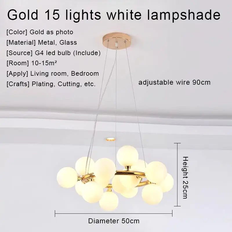 DecorBites™ Gold LED Chandelier, Modern Pendant Light for Living Room, Kitchen, Bedroom, Dining Room