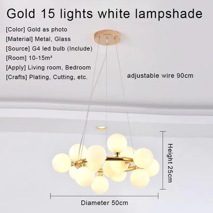 DecorBites™ Gold LED Chandelier, Modern Pendant Light for Living Room, Kitchen, Bedroom, Dining Room