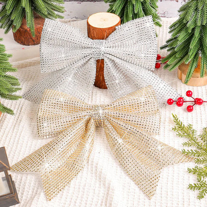 DecorBites™ Diamond Bow Pendant x2 Holiday Tree Decoration Shimmering Sparkling Ornament