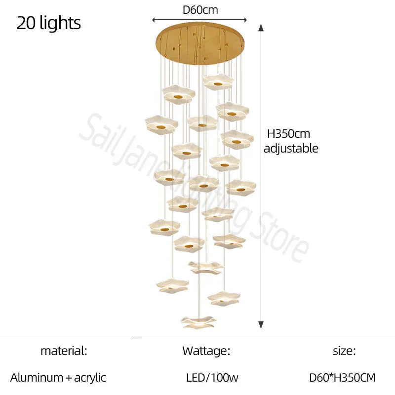 DecorBites™ Lotus Leaf Chandelier: Modern Nordic Design for Living Room, Bedroom, Attic.