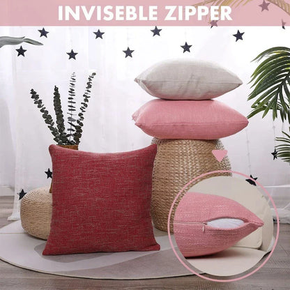 Decorbites™ Leinen-Kissenbezüge Set aus 2 - Einfarbiges Landhaus-Dekor-Hülle