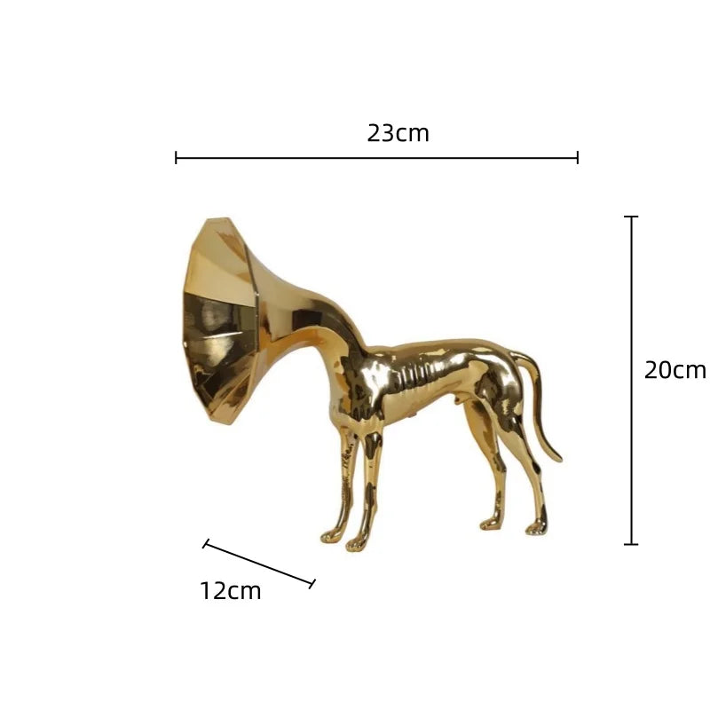 DecorBites™ Abstract Golden Trumpet Dog Sculpture Home Decor Simulated Animal Figurine