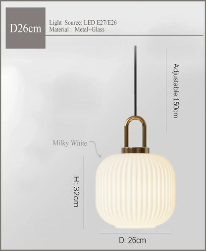 DecorBites™ Japanese Glass Pendant Light: Modern Nordic LED Hanging Lamp for Bedroom Home Décor