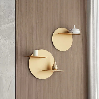 Estante de pared redondo de metal dorado DecorBites™ con ganchos