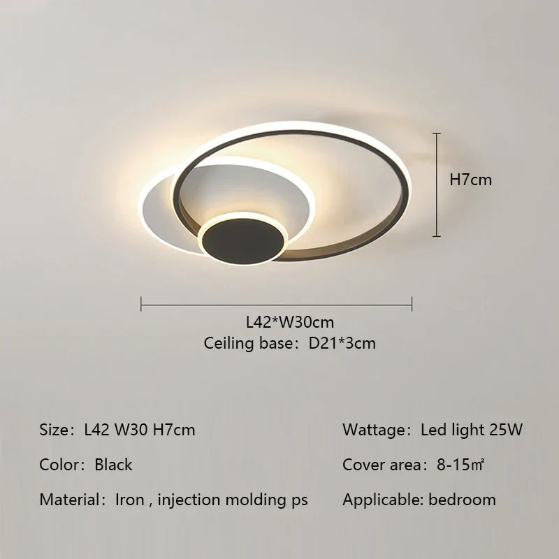 DecorBites™ Circles LED Ceiling Lights Modern Minimalism Dimmable Bedroom Lamp Fixtures