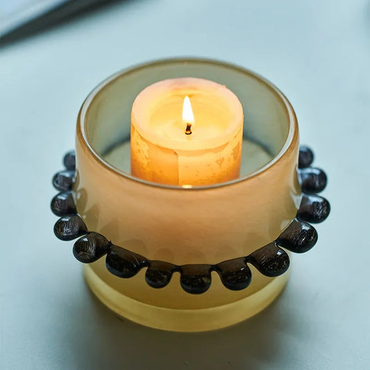 DecorBites™ Glass Cylinder Vase with Colored Lace - Multi-purpose Desktop Storage & Decor Piece