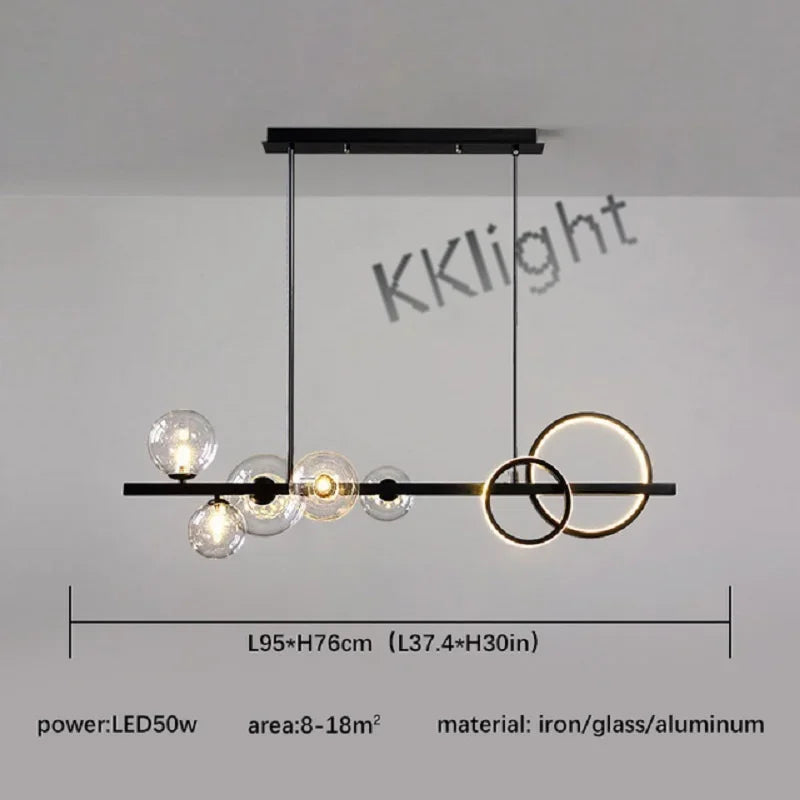 DecorBites™ Glass Bubble Chandelier: Modern Nordic LED Pendant Lighting for Dining Room & Kitchen