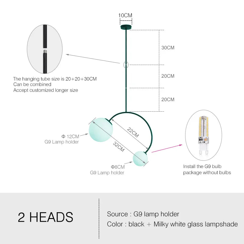 DecorBites™ Glass Ball Pendant Lights For Dining Room Bedroom Study Restaurant Bar Coffee Decor