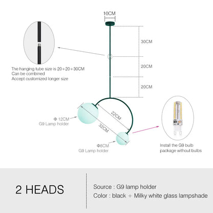 DecorBites™ Glass Ball Pendant Lights For Dining Room Bedroom Study Restaurant Bar Coffee Decor