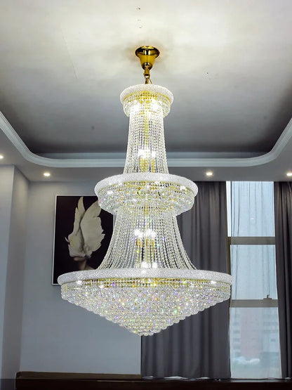 Modern Crystal Staircase Chandelier in Gold or Black
