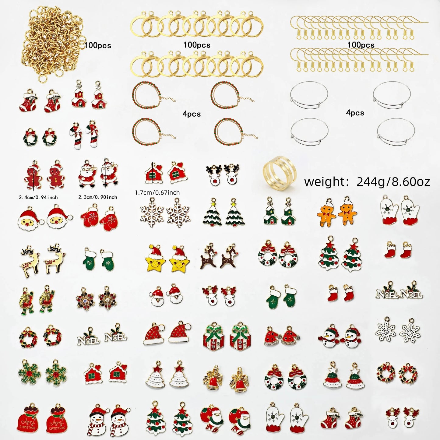 10/20/40pcs New Christmas Set Cross border Hot Selling Cartoon Dripping Oil Elk Santa Claus Christmas Tree Earrings for Women