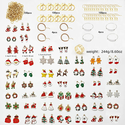 10/20/40pcs New Christmas Set Cross border Hot Selling Cartoon Dripping Oil Elk Santa Claus Christmas Tree Earrings for Women