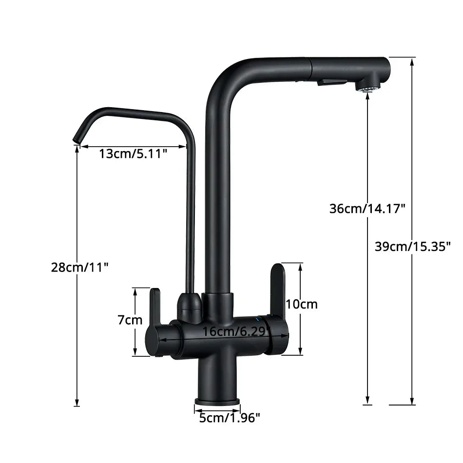 Decorbites™ Zweihand-Wasserfilter-Küchenarmatur für rotierende Wasserreinigung.