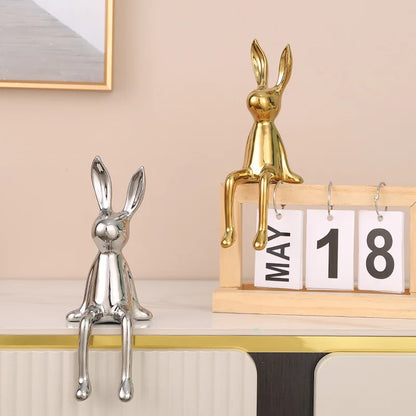 DecorBites™ Gold Rabbit Ceramic Ornaments for Home & Office Decor