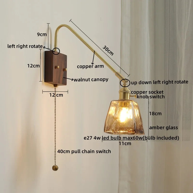DecorBites™ Glass Copper LED Wall Sconce Modern Stair Light Fixtures