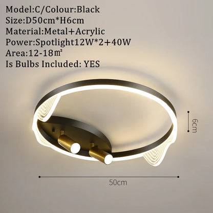 DecorBites™ Gold LED Ceiling Lights Remote Control Dimmable Living Room Kitchen Lighting