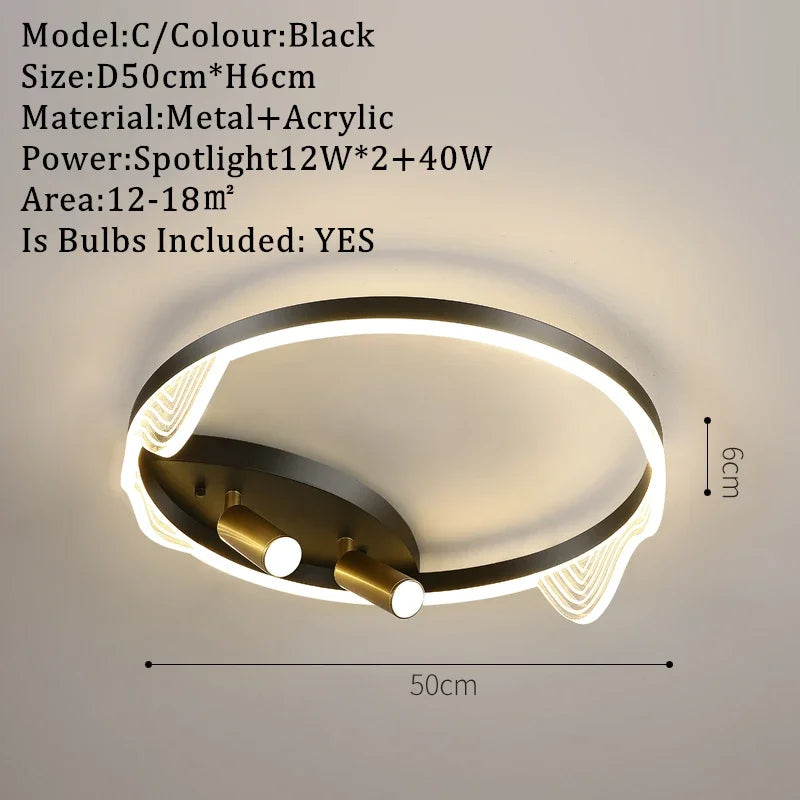 Luces de Techo LED Oro Decorbites™ con Control Remoto Regulable para Iluminación de Sala de Estar y Cocina