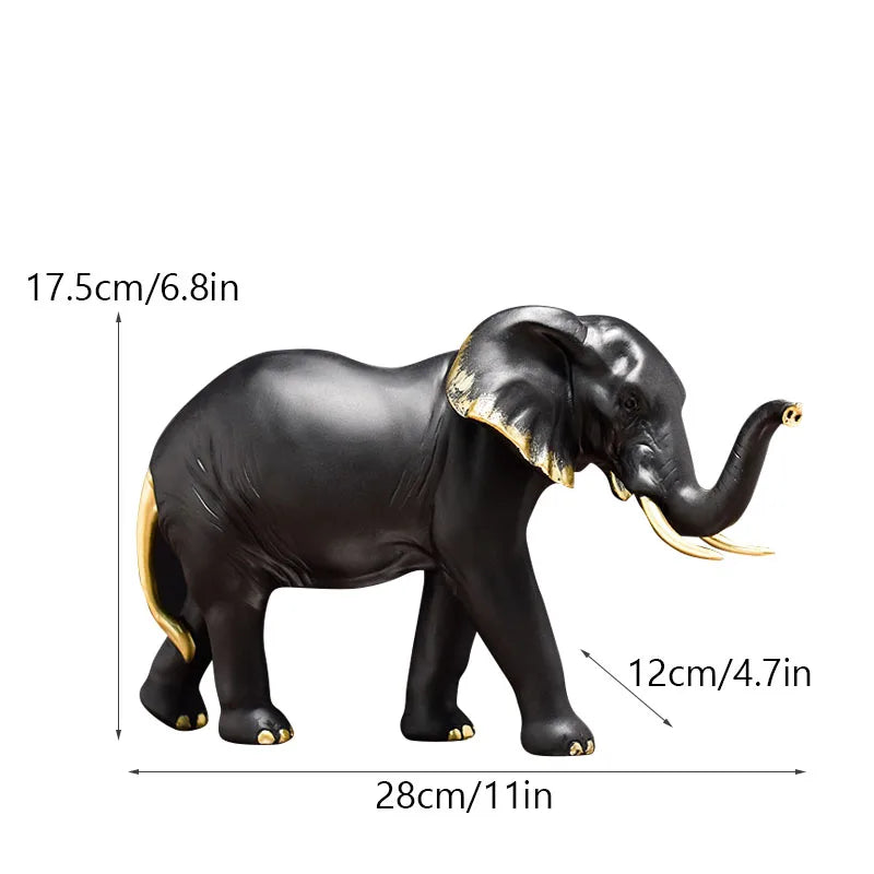 DecorBites™ Elephant Resin Figurine: Interior Lucky Ornament for Home Decor