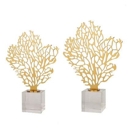 Adorno de cristal DecorBites™ Golden Hollow Tree - Figura decorativa de metal