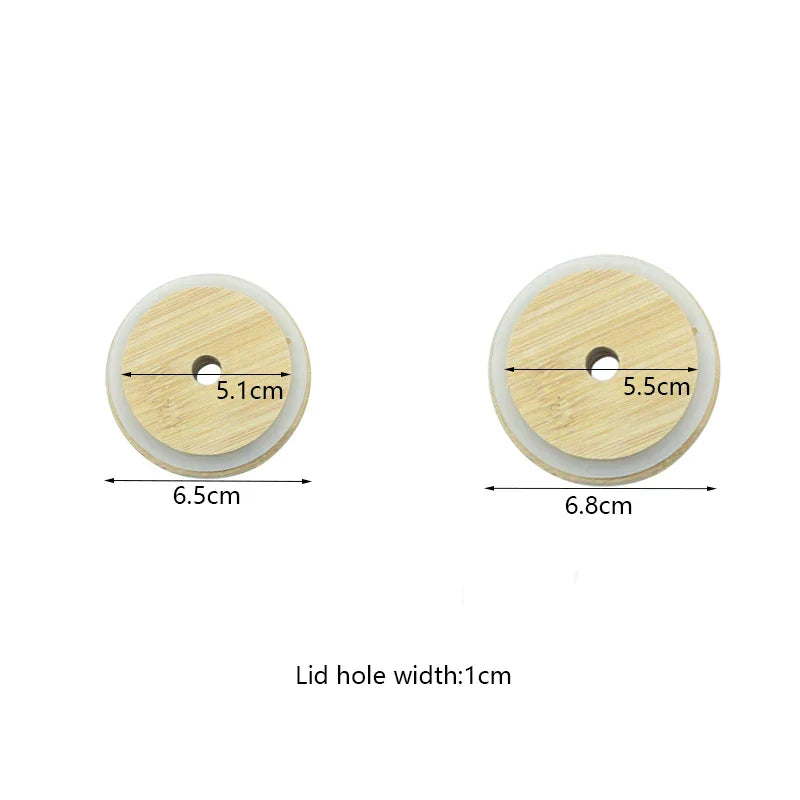 DecorBites™ Bamboo Lid for Glass Cup with Straw Hole - Durable Drinkware Accessory