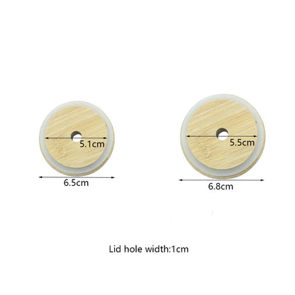 DecorBites™ Bamboo Lid for Glass Cup with Straw Hole - Durable Drinkware Accessory