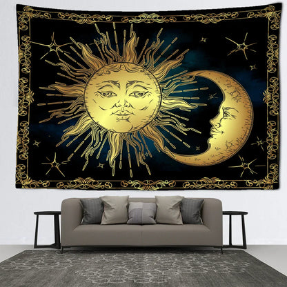 Decobites Sun Moon Tarot Tapestry: Mystical Abstract Art for Home Decor