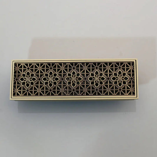 DecorBites™ Antique Brass Rectangle Bathroom Floor Drain Strainer - Deodorization Linear Design